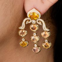 Yellow sapphire and diamond earrings