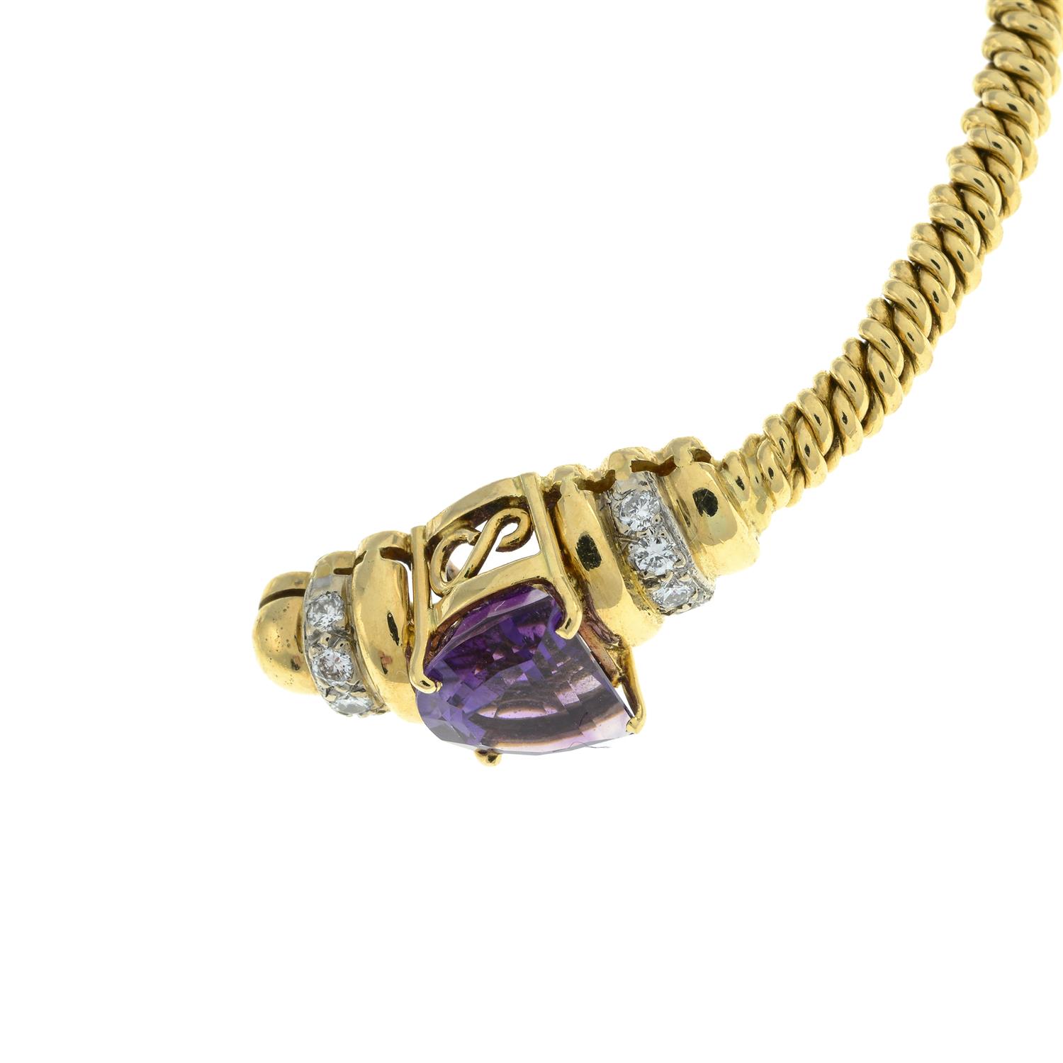 18ct gold amethyst and diamond bangle - Bild 6 aus 6