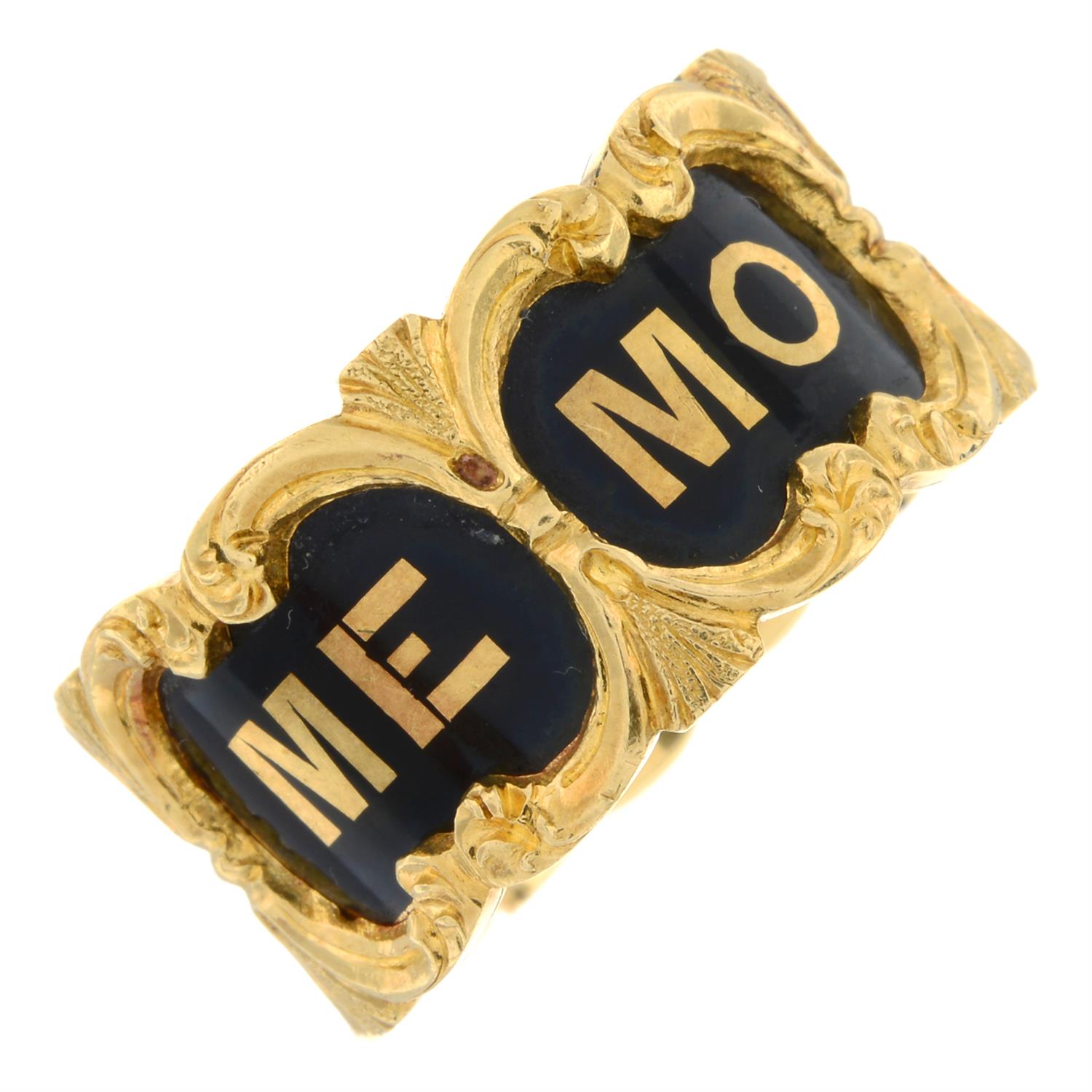 Victorian 18ct gold enamel mourning ring - Image 2 of 7