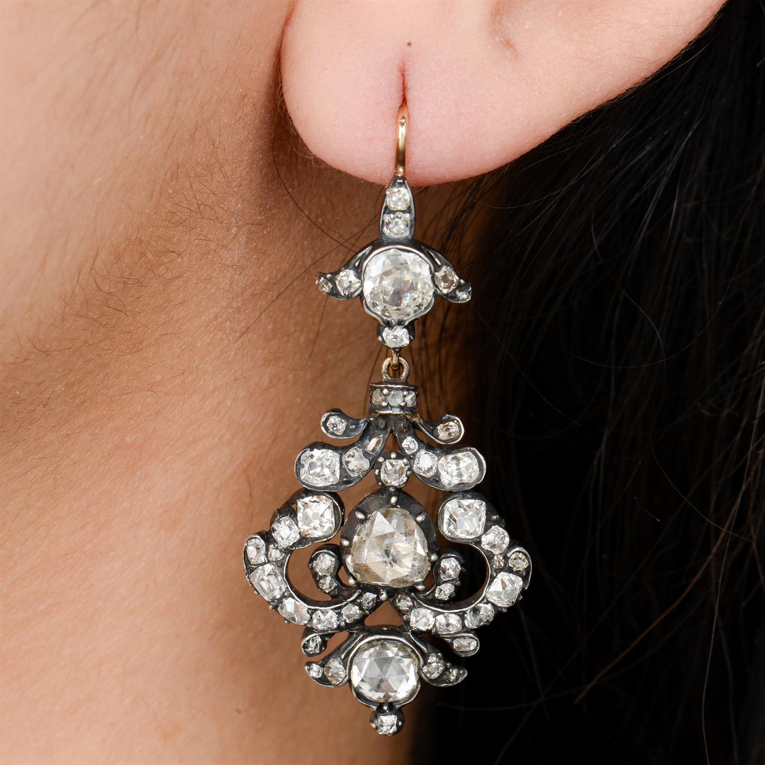 Old and rose-cut diamond earrings