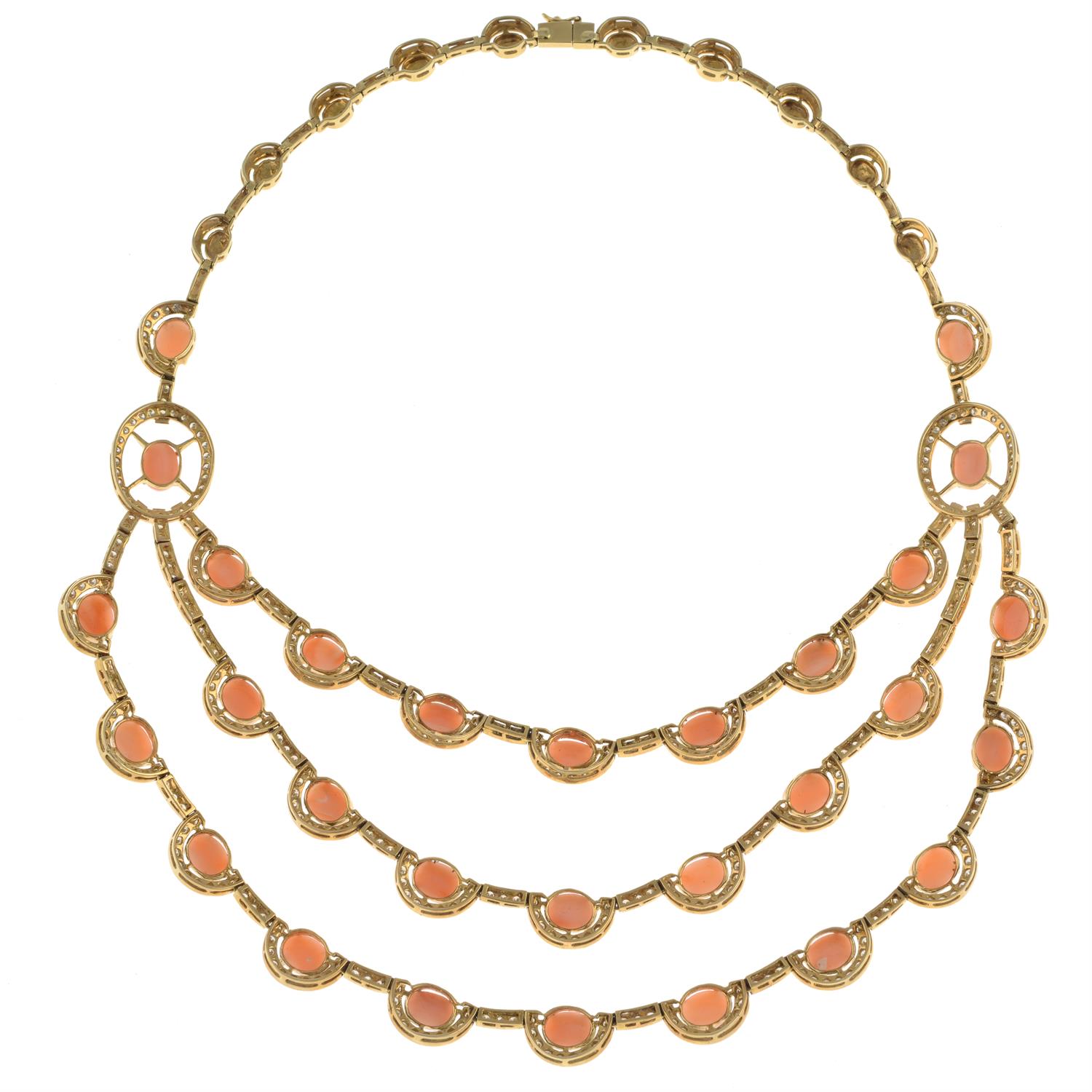 Coral and diamond necklace - Image 5 of 6