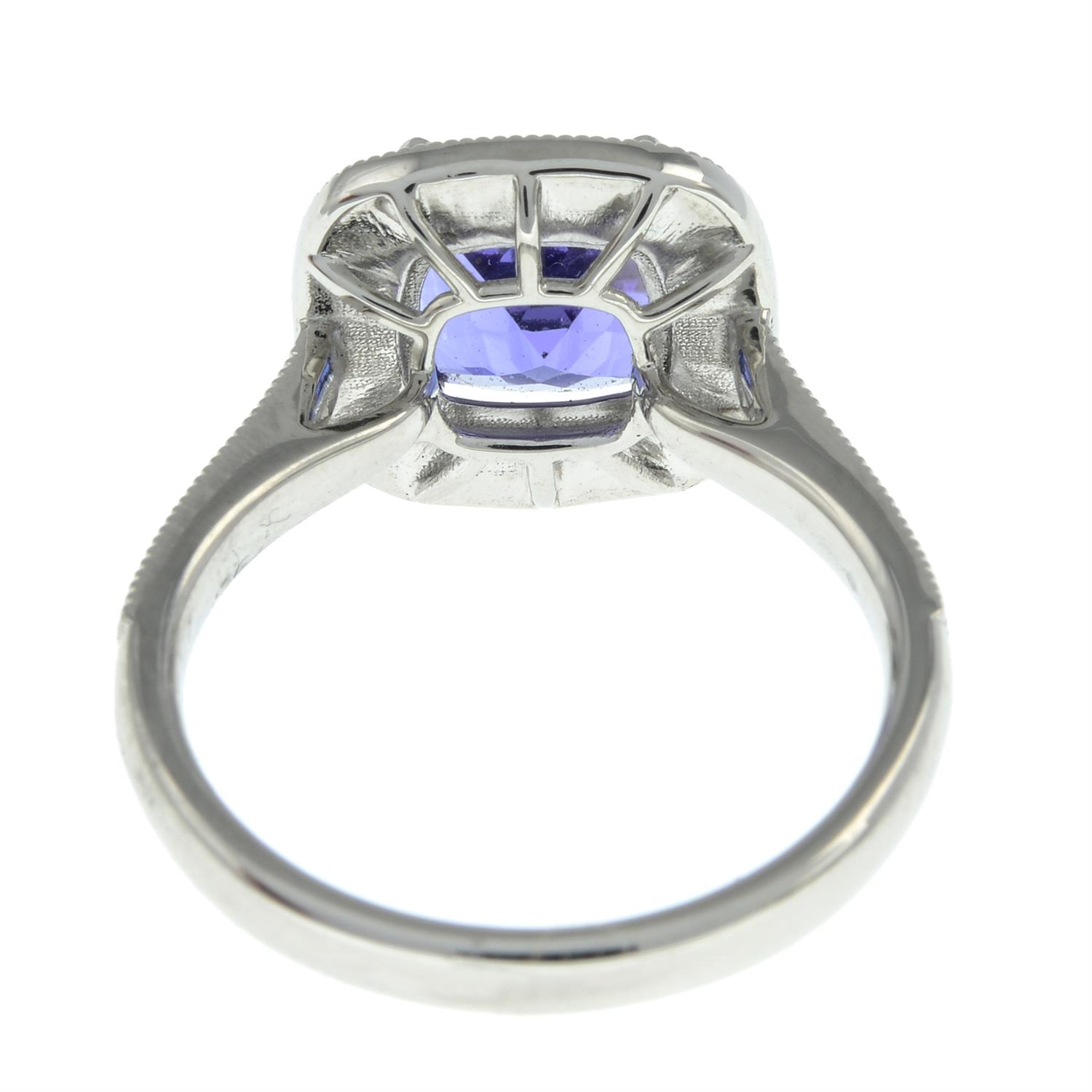 Platinum tanzanite and diamond ring - Bild 3 aus 5