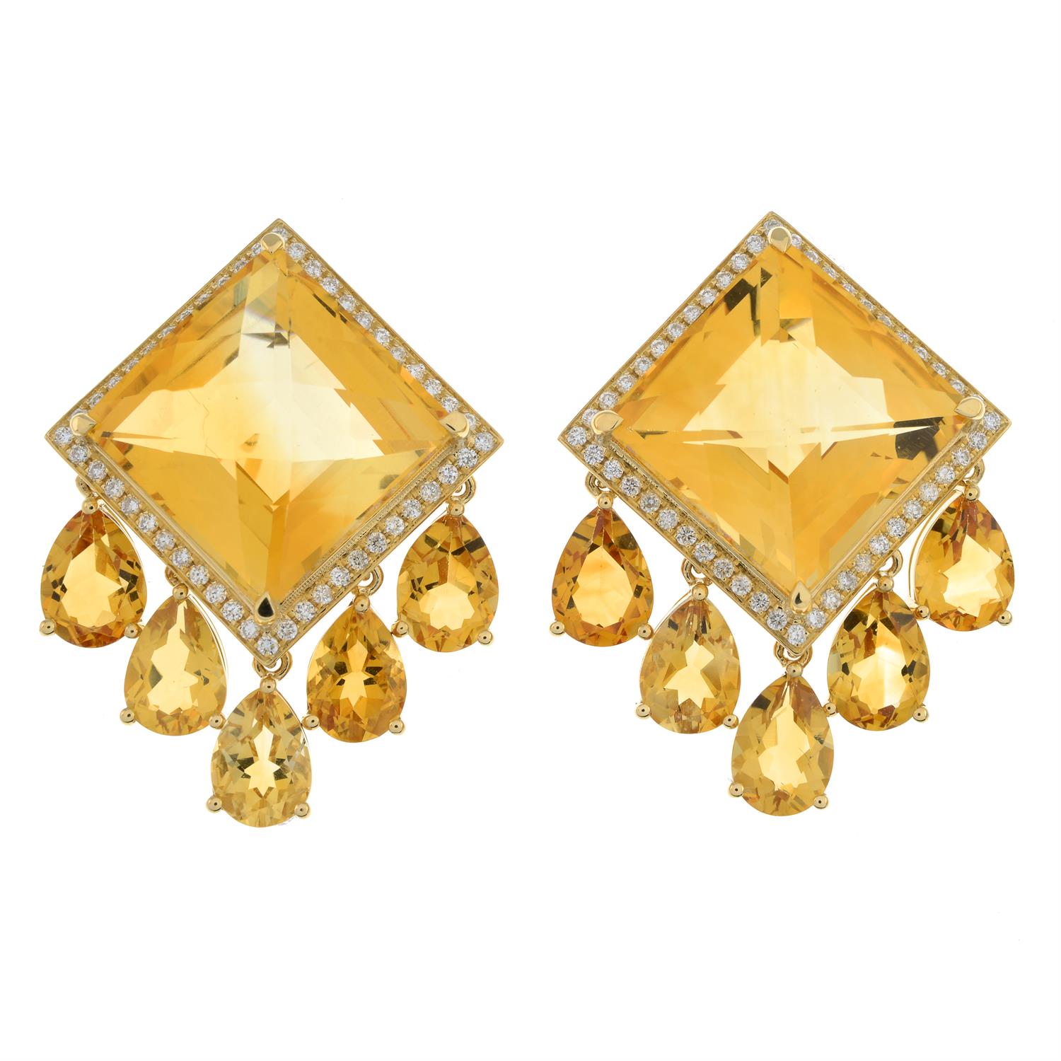 Citrine and diamond earrings - Image 2 of 3