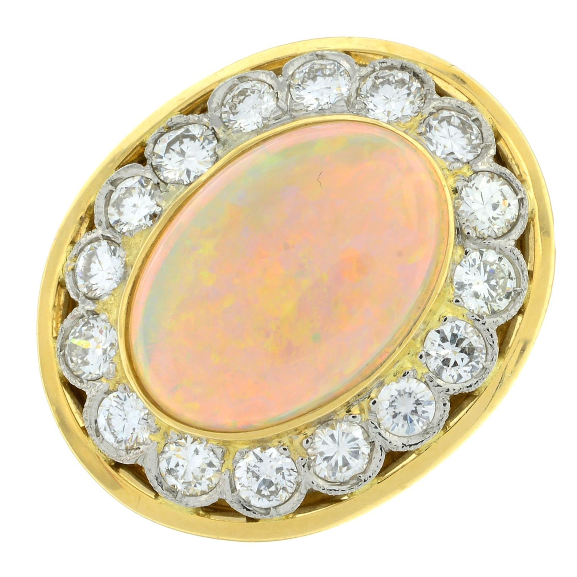 Opal and diamond cluster ring - Image 2 of 5