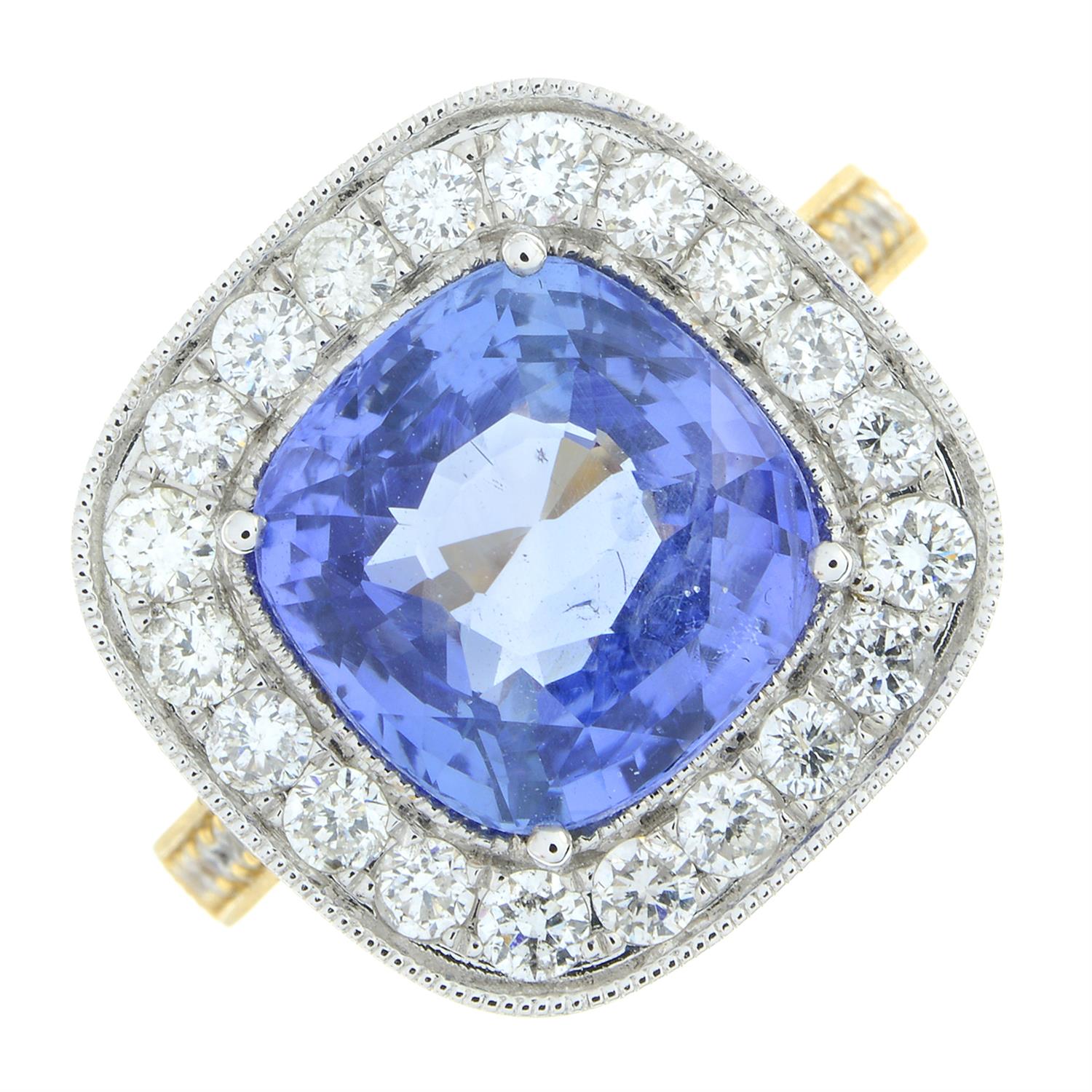 18ct gold Sri Lankan sapphire and diamond ring - Bild 2 aus 5