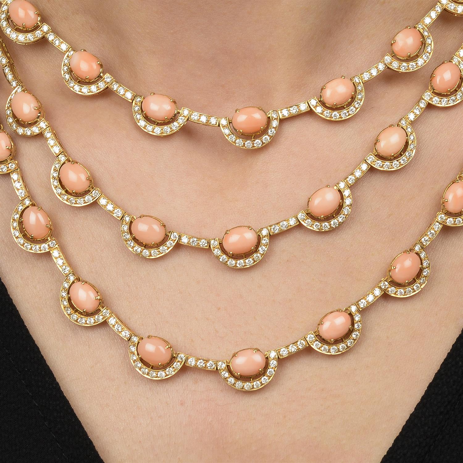 Coral and diamond necklace - Image 6 of 6