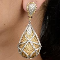 Diamond and yellow sapphire earrings