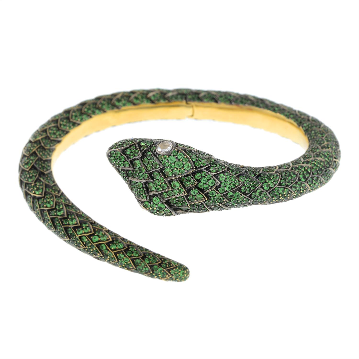 18ct gold gem 'Protector' snake bangle, by Asprey - Image 2 of 6
