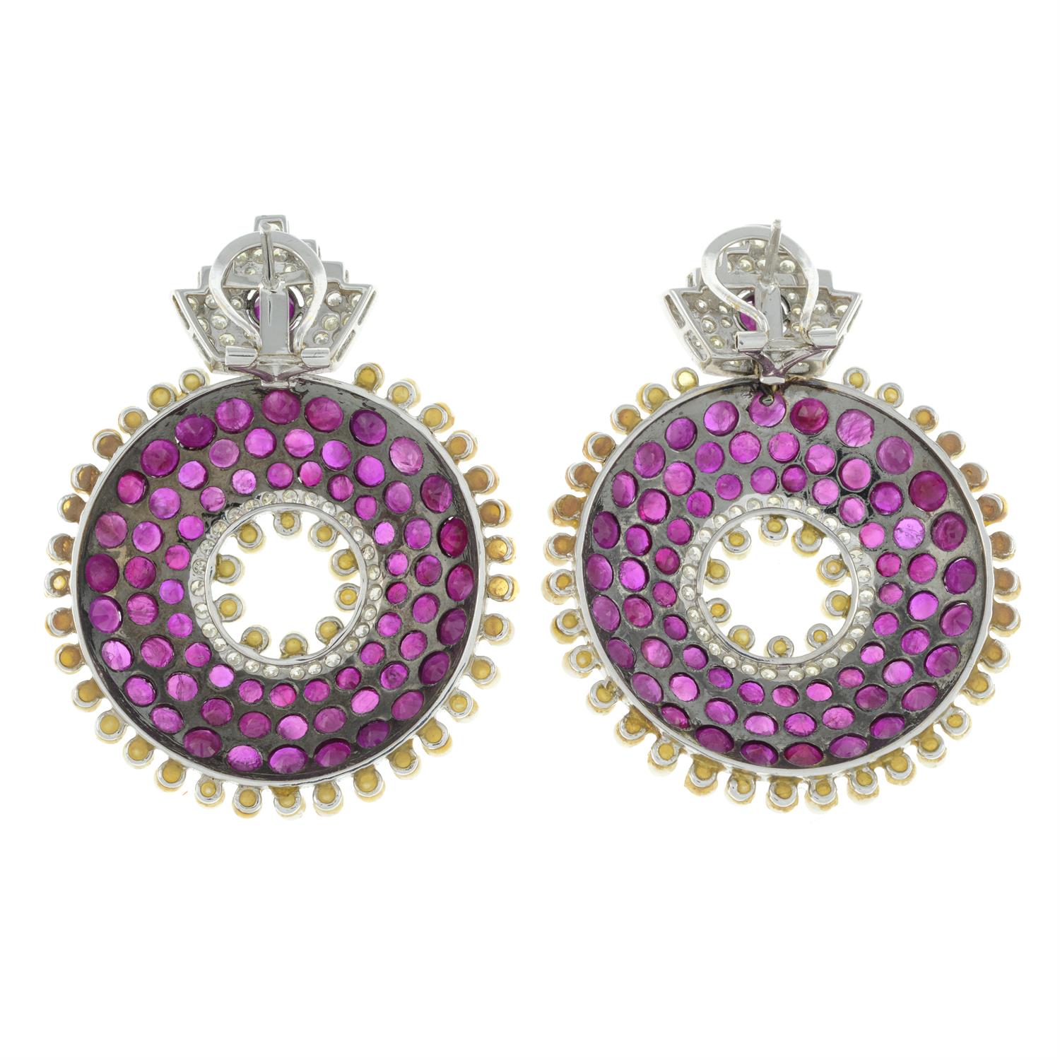 Ruby, seed pearl and diamond earrings - Image 3 of 3