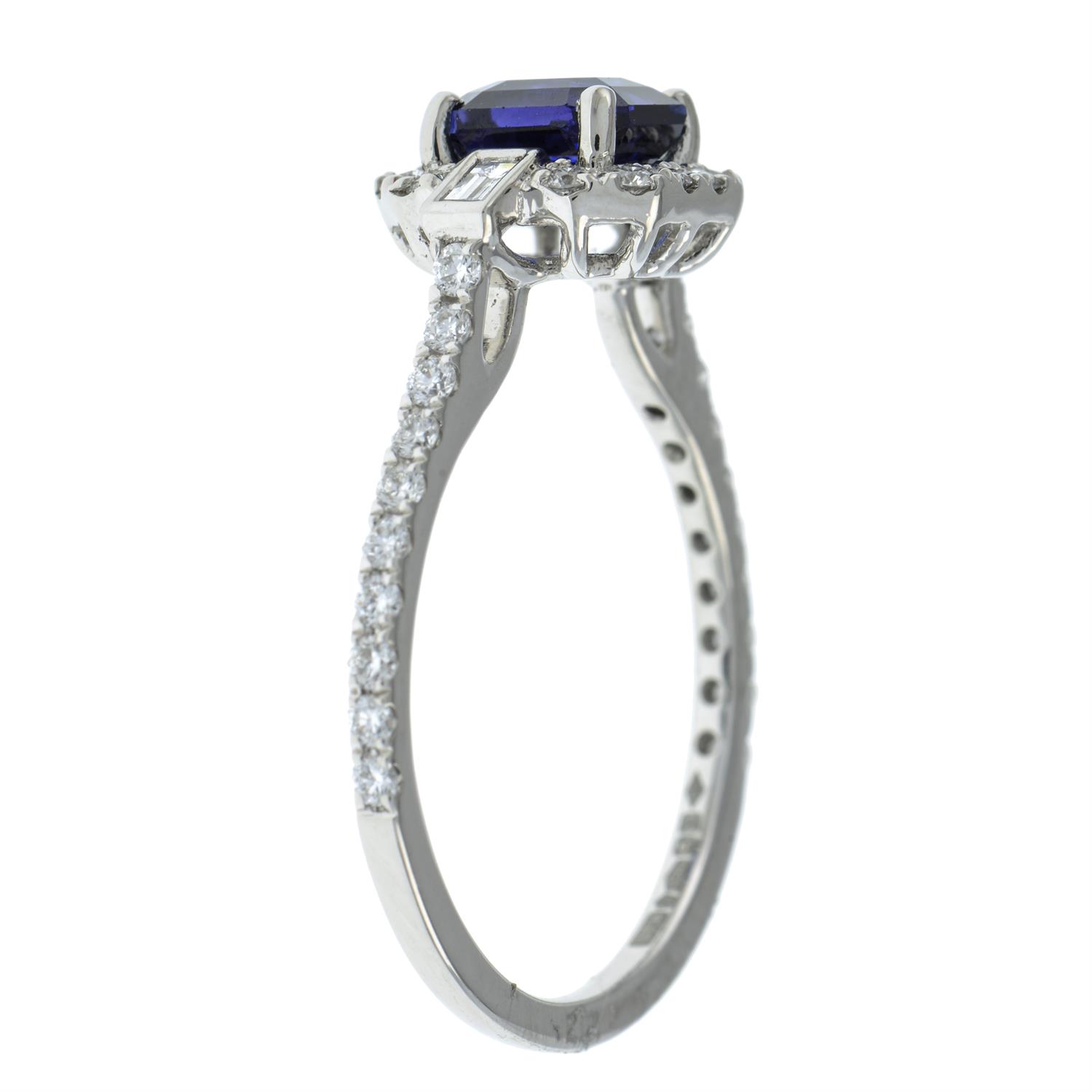 Platinum sapphire and diamond ring - Bild 4 aus 5