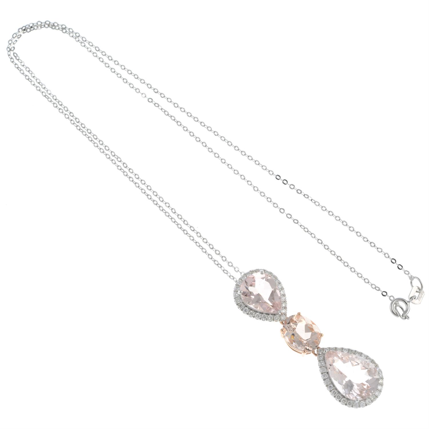 Morganite and diamond pendant, with chain - Image 4 of 5