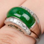 Jade and diamond saddle ring