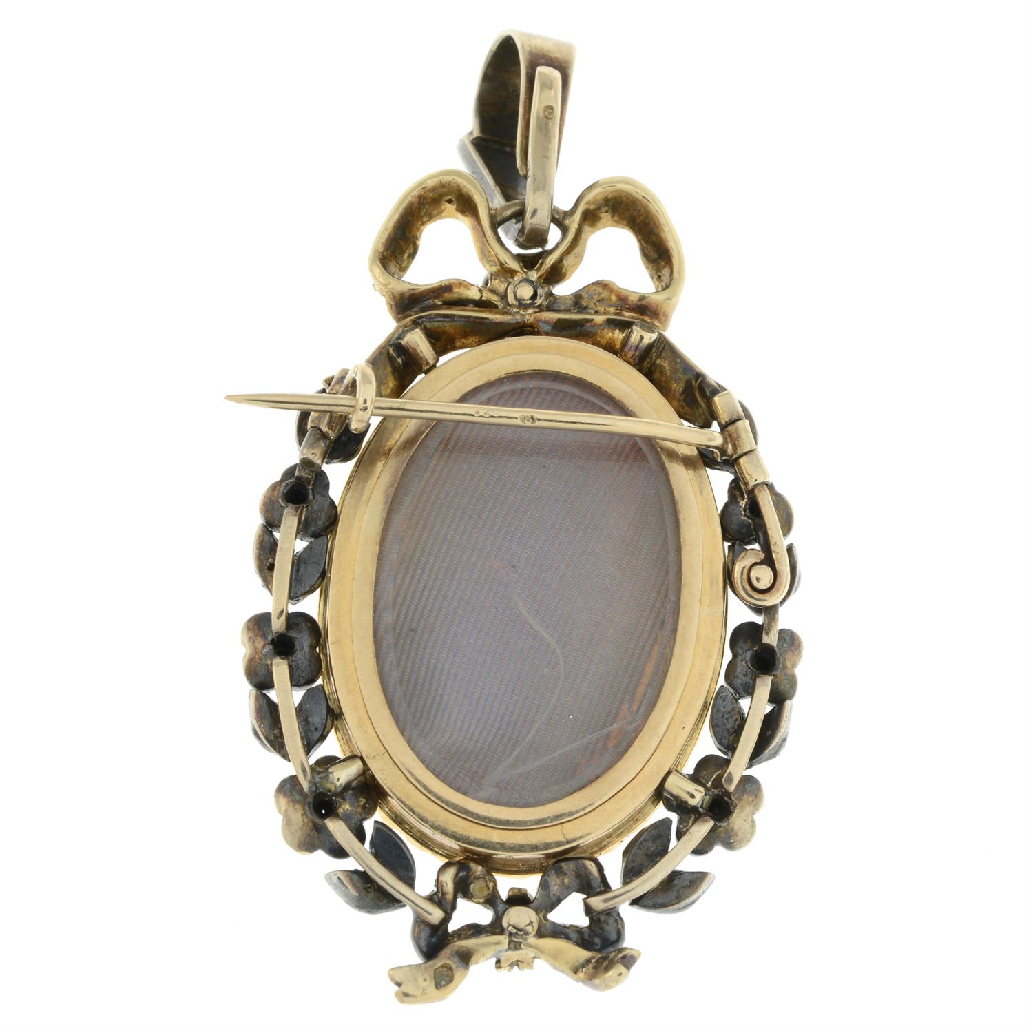 19th century agate cameo, diamond and split pearl locket - Bild 3 aus 5