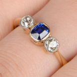 Early 20th century 18ct gold sapphire and diamond ring