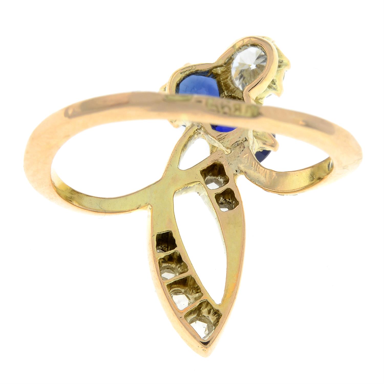 Russian Art Nouveau gold diamond and sapphire ring - Image 3 of 5