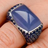 Chalcedony and sapphire ring