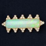 Early 20th century gold opal and diamond brooch