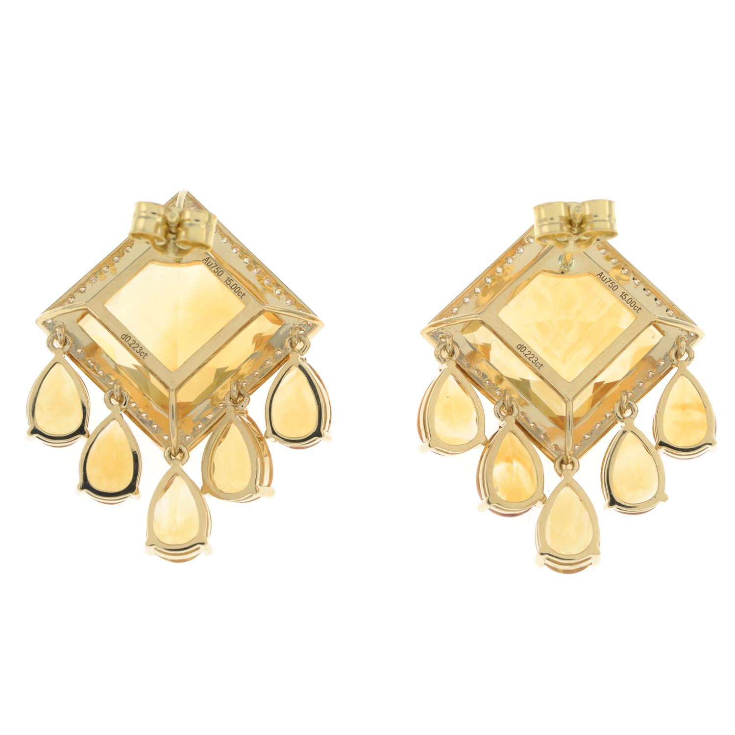 Citrine and diamond earrings - Image 3 of 3