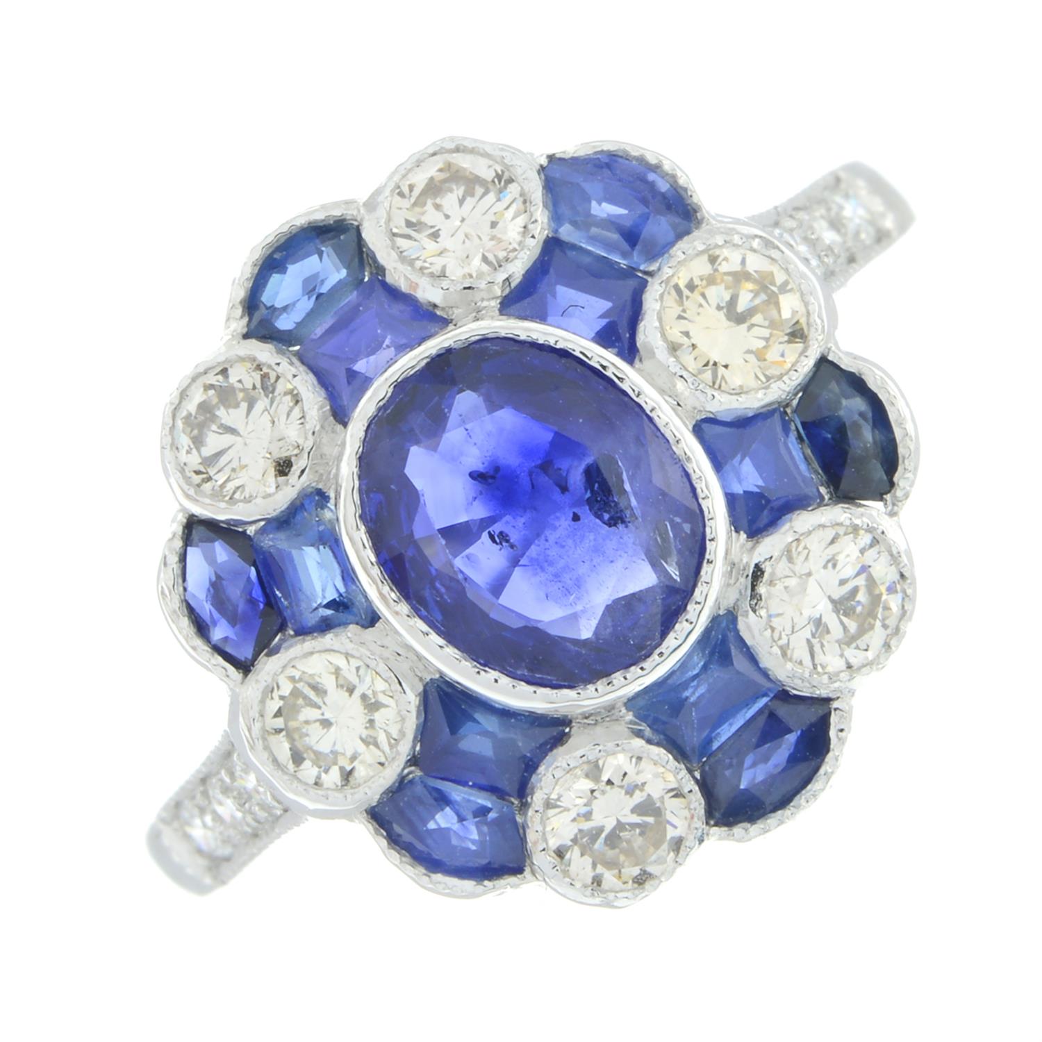 Sapphire and diamond floral cluster ring - Bild 2 aus 5