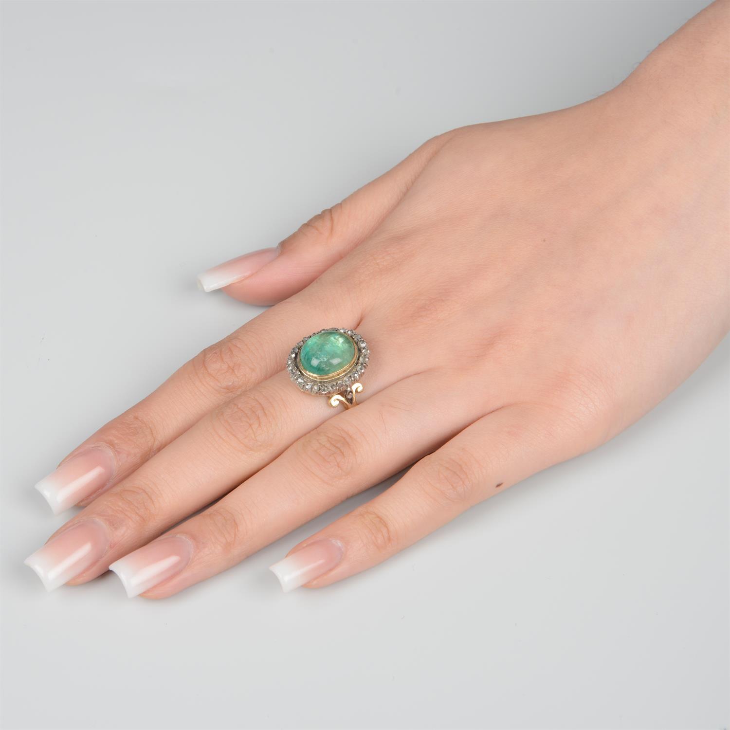 Emerald and rose cut diamond ring - Bild 6 aus 6