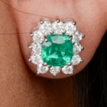 Emerald and diamond earrings