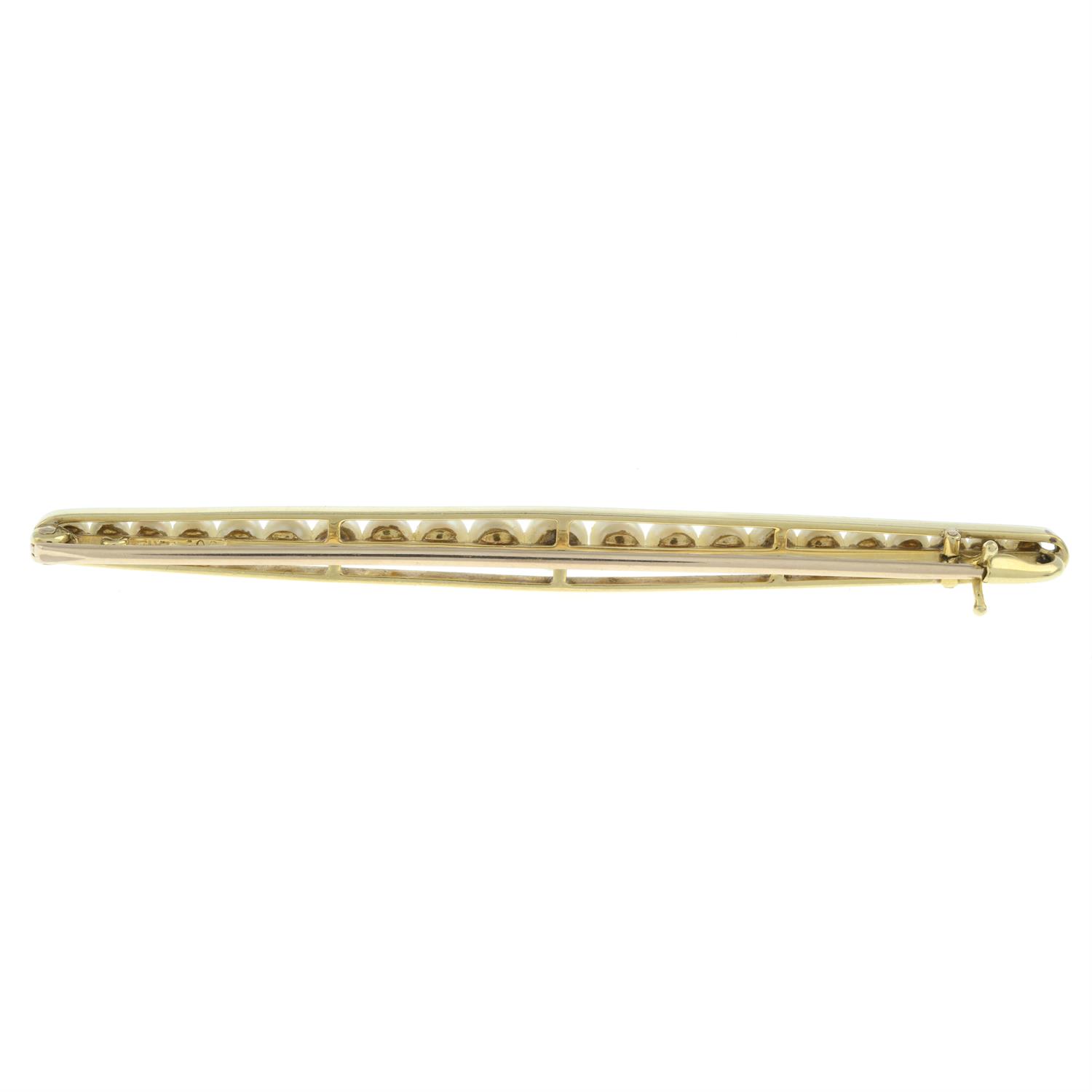 Early 20th century platinum and 15ct gold pearl brooch - Image 4 of 5