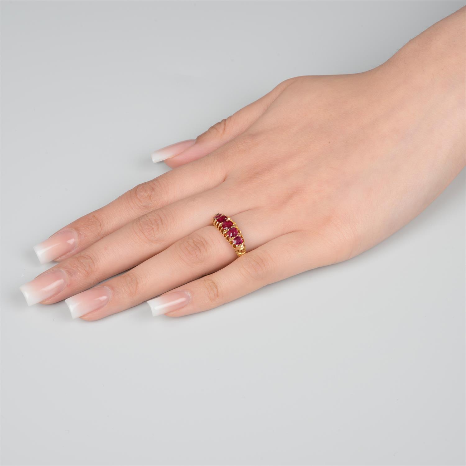 Edwardian ruby five-stone ring - Image 5 of 5
