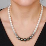 Freshwater and 'Tahitian' cultured pearl necklace