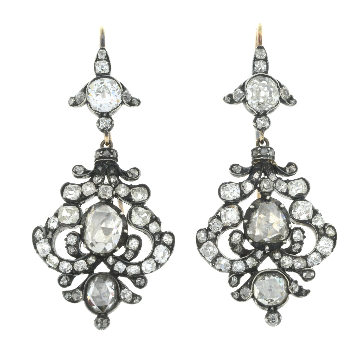 Old and rose-cut diamond earrings - Image 2 of 4