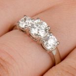 18ct gold graduated diamond three-stone ring