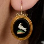 19th century gold dove micro mosaic earrings