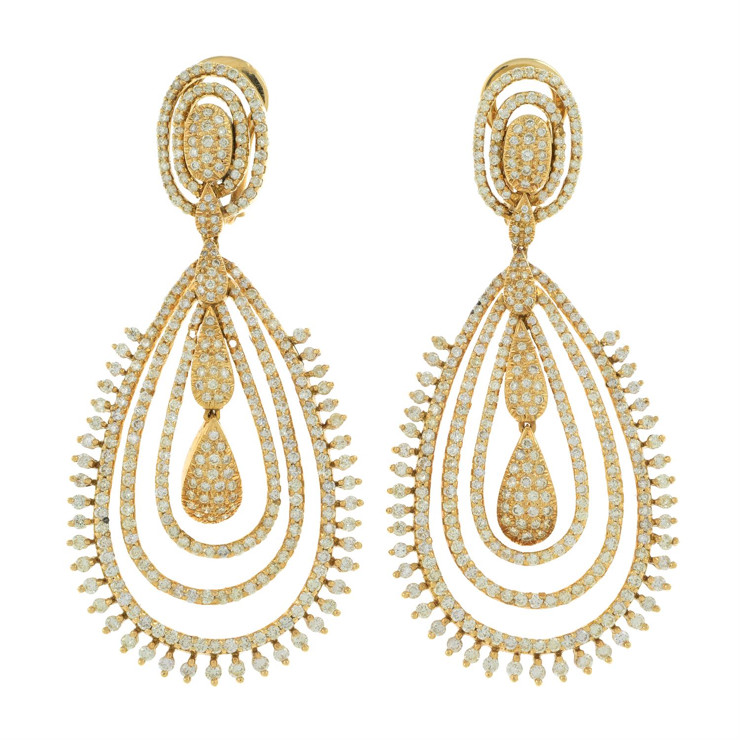 Diamond drop earrings - Image 2 of 3