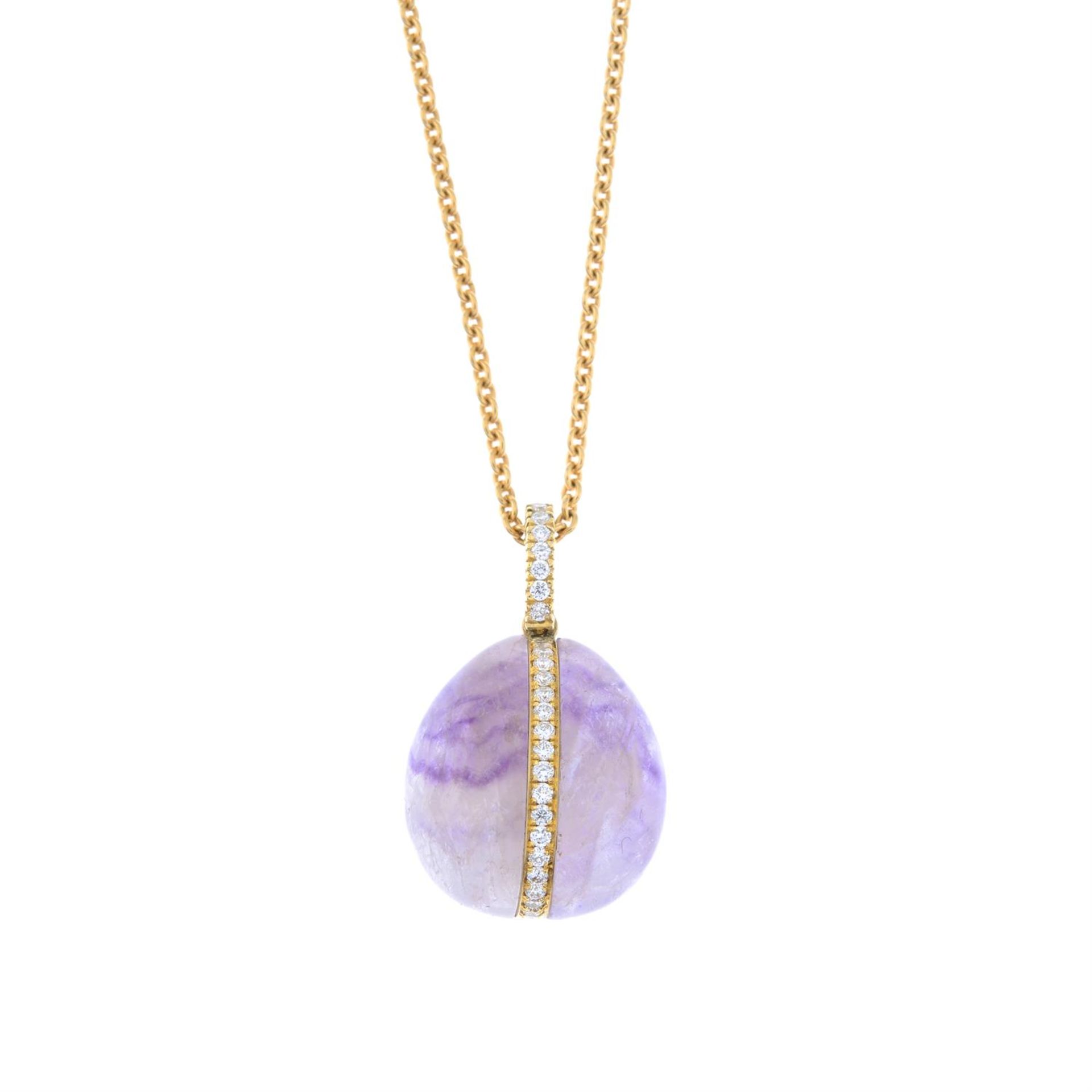 18ct gold Blue John and diamond egg charm by Fabergé - Image 2 of 5