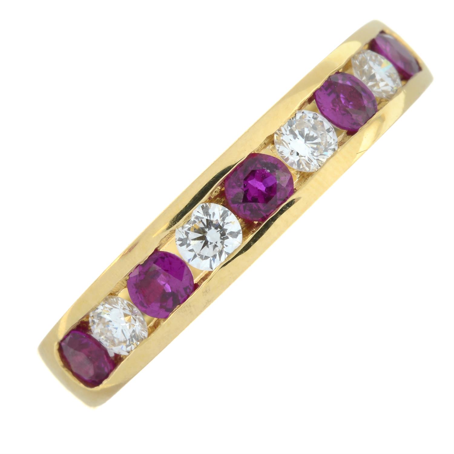 18ct gold ruby and diamond half eternity ring - Image 2 of 5