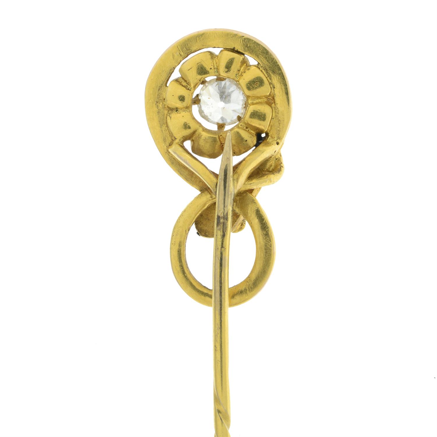 19th century gold diamond and enamel snake stickpin - Image 4 of 5