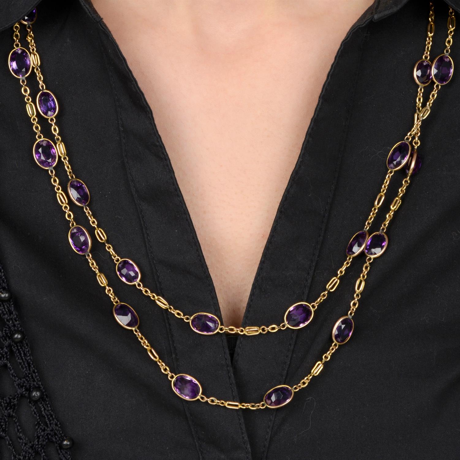 Early 20th century 9ct gold amethyst necklace
