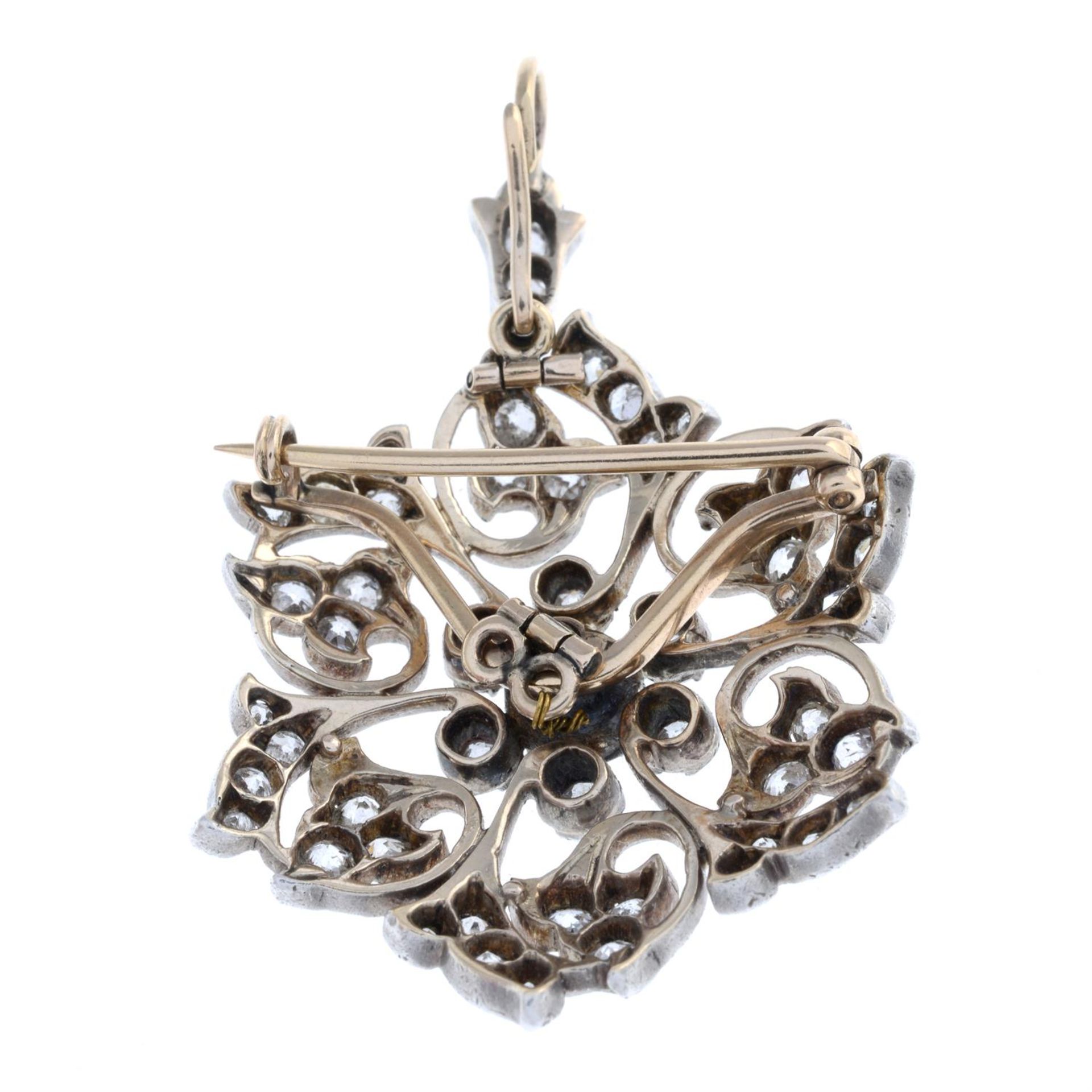 Victorian silver and gold diamond pendant/brooch - Image 3 of 4