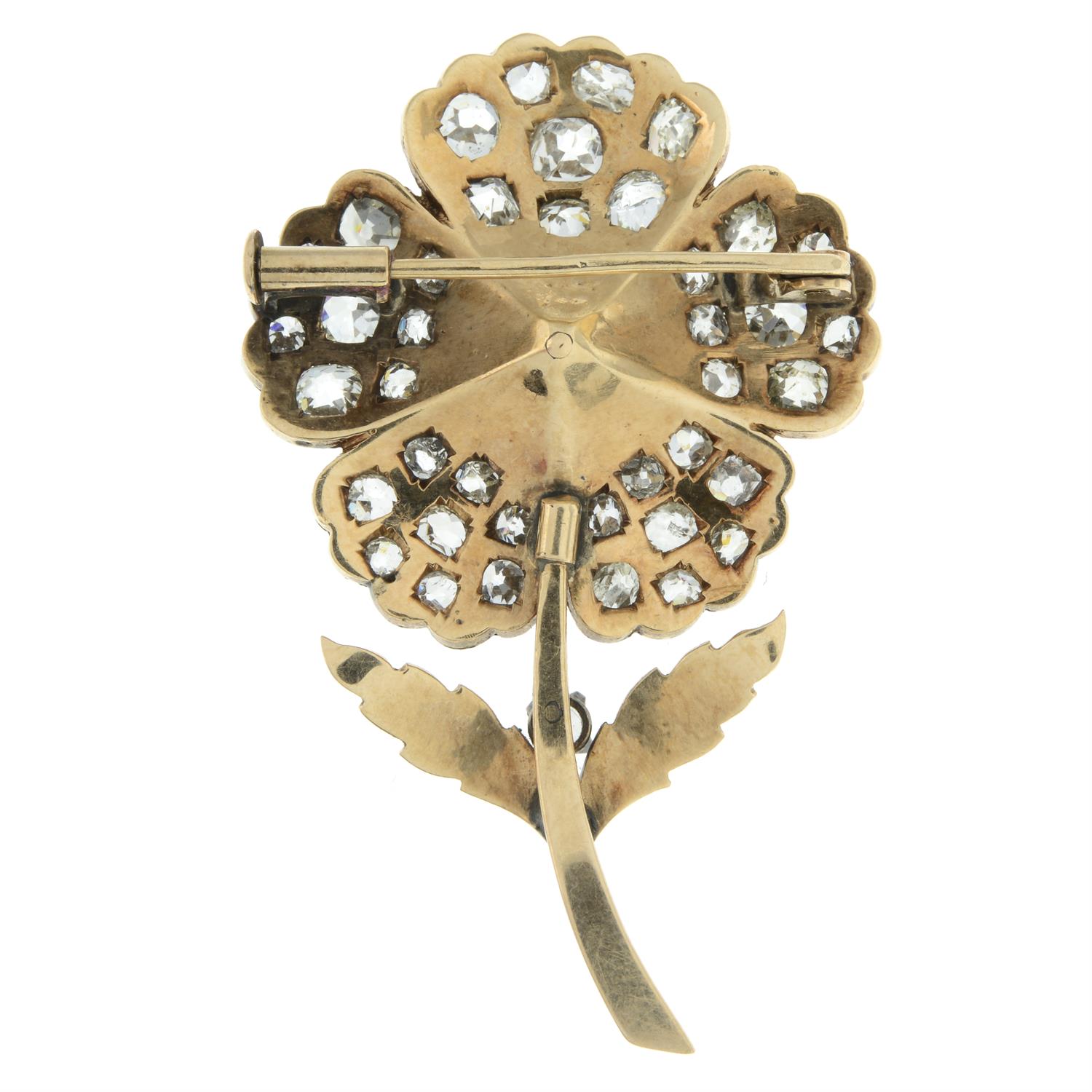 Late 19th century old-cut diamond and enamel floral brooch - Image 3 of 5