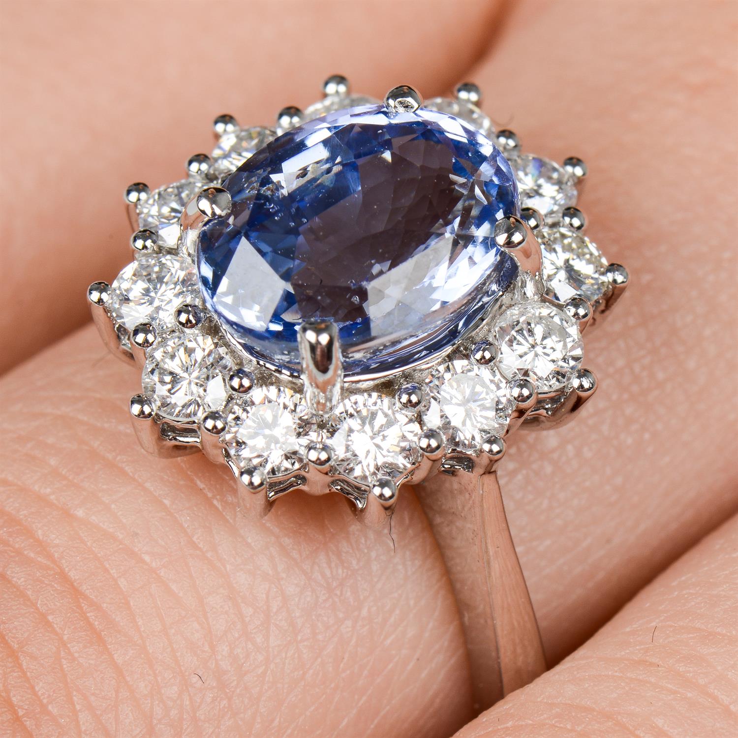 18ct gold Ceylon sapphire and diamond ring