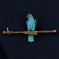 Victorian turquoise and gem hawk stickpin conversion