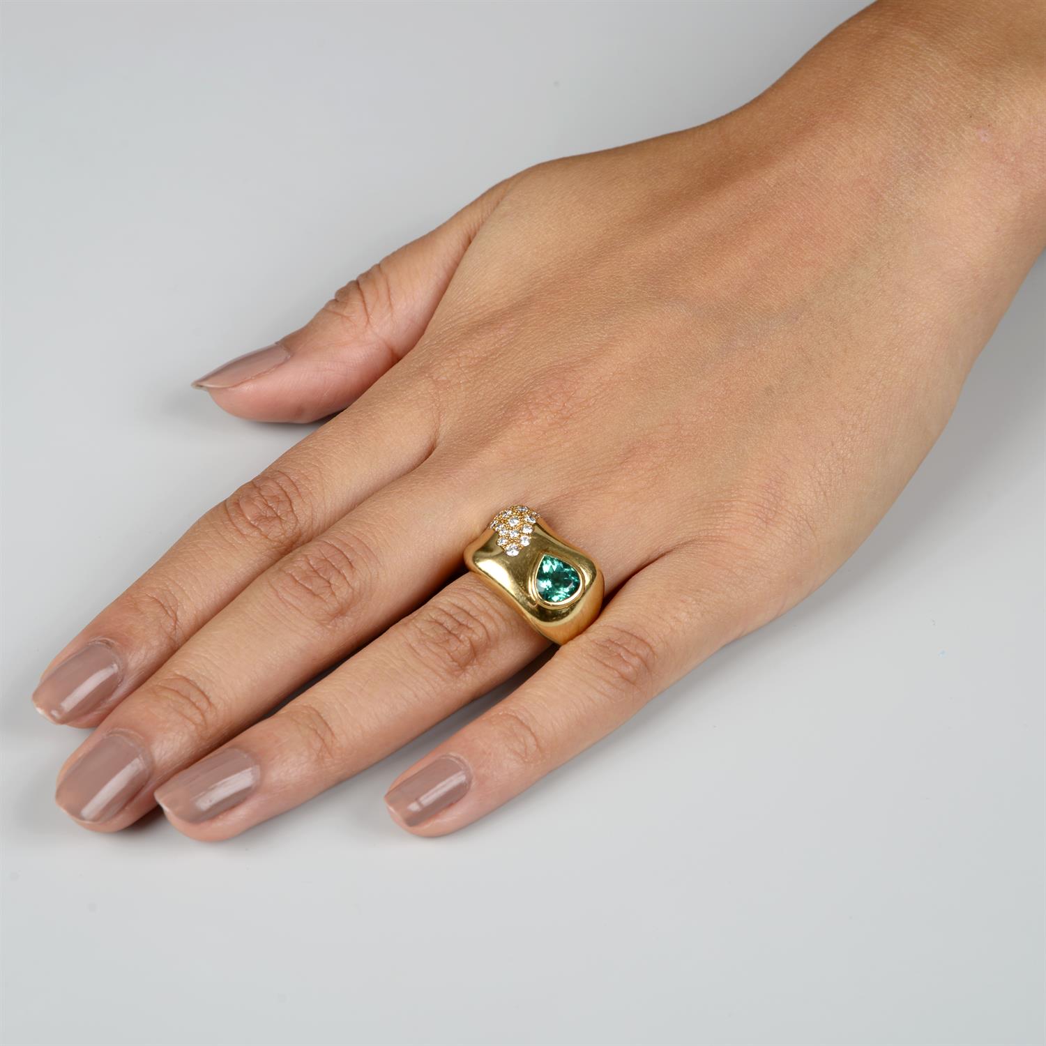 Tourmaline and diamond ring, by Liliane Sicard - Image 4 of 4