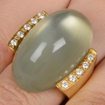 Moonstone and diamond dress ring