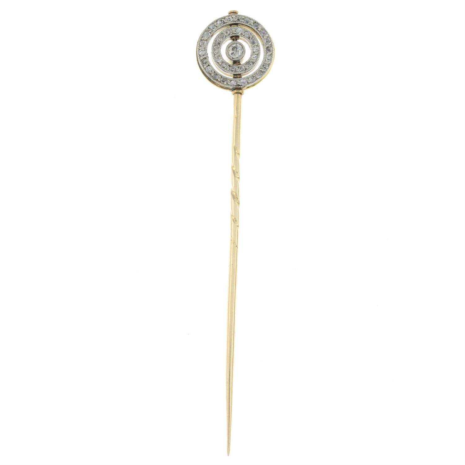 Platinum and gold, ruby and diamond rotating stickpin - Image 3 of 5