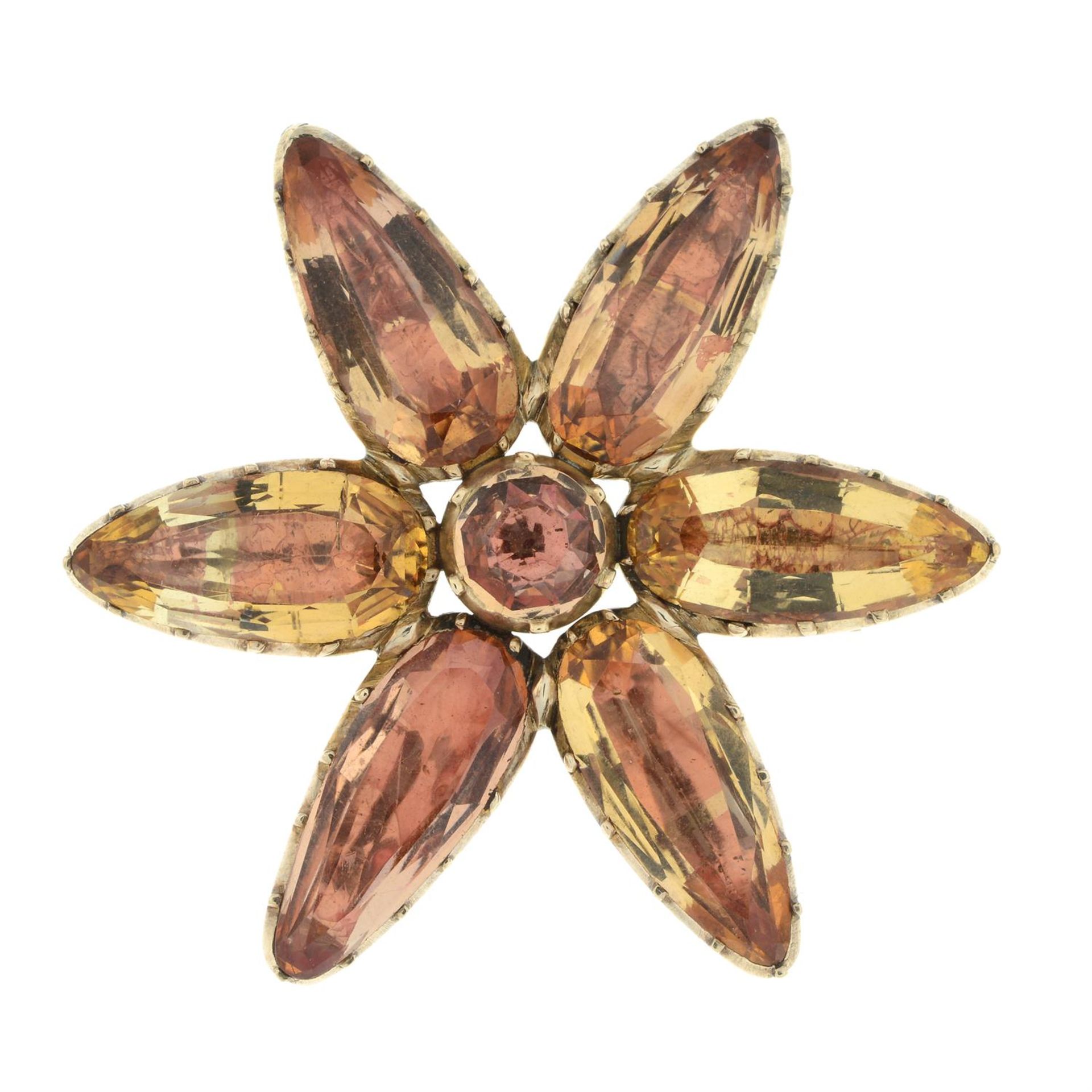 Georgian gold foil back topaz brooch - Image 2 of 4