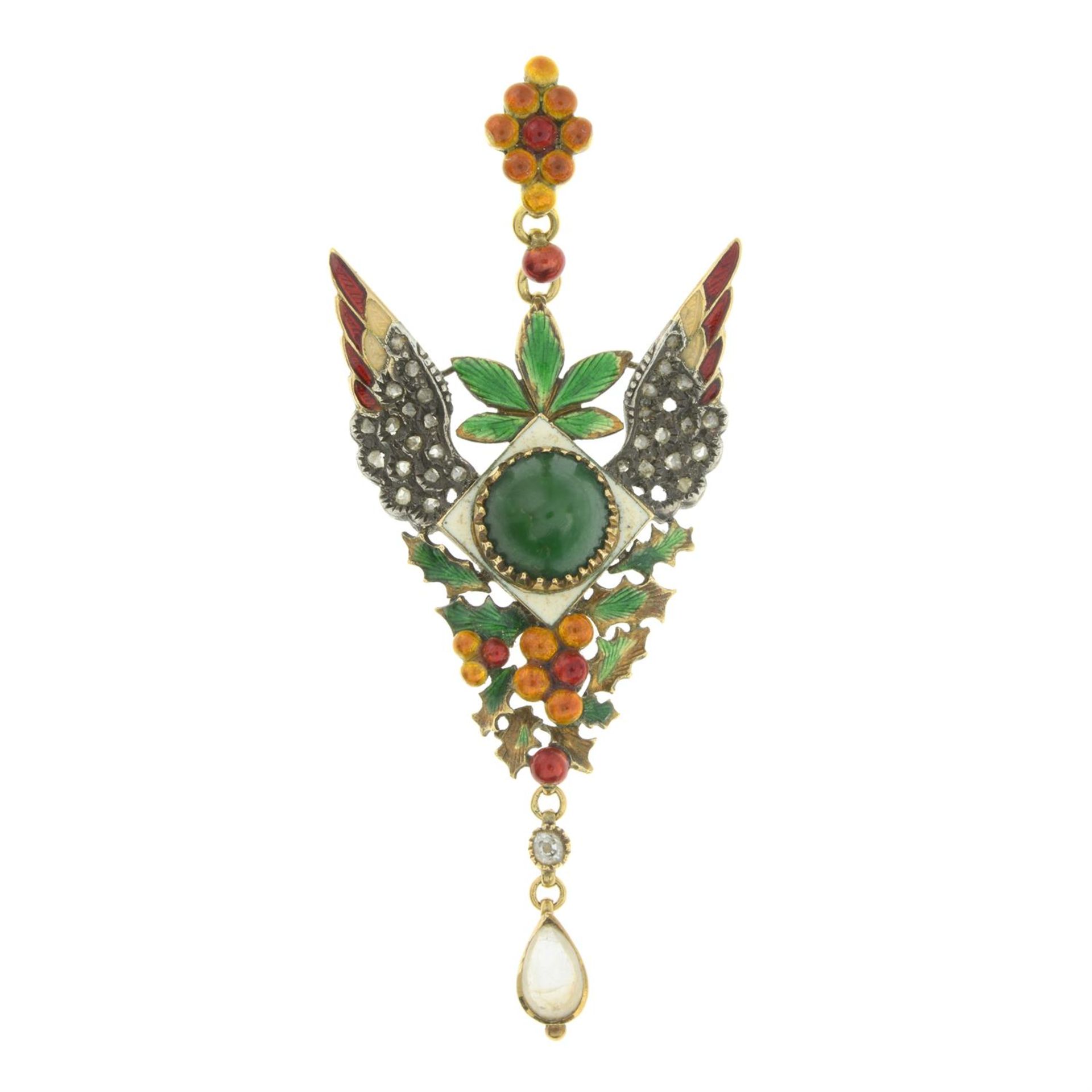 Enamel and gem pendant, by Carlo & Arthur Giuliano - Image 2 of 4