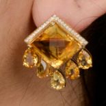 Citrine and diamond earrings