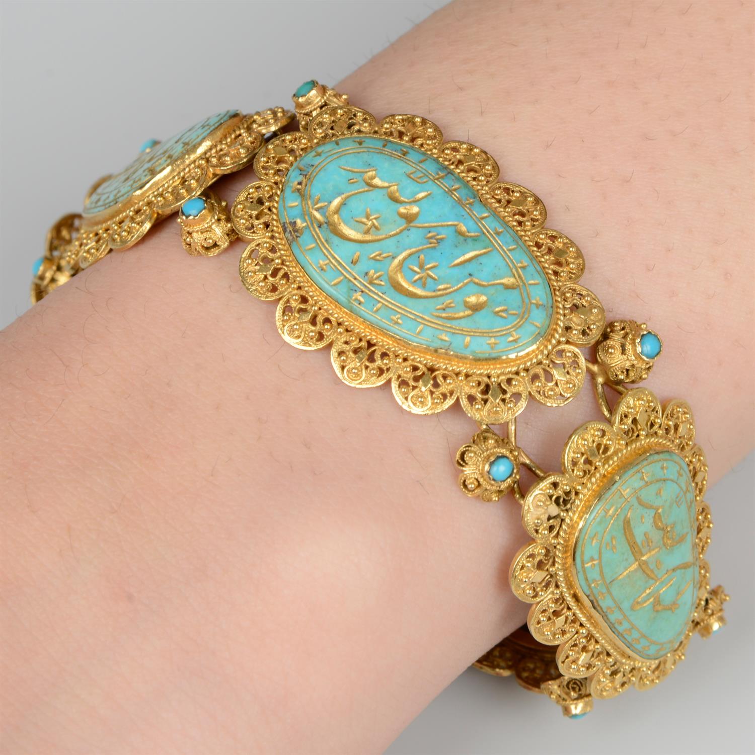 Carved turquoise bracelet