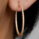 18ct gold diamond hoop earrings.