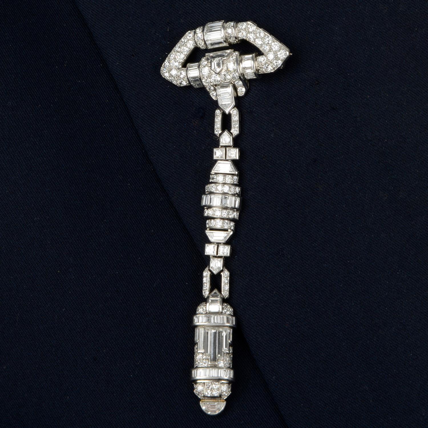 Art Deco platinum diamond brooch