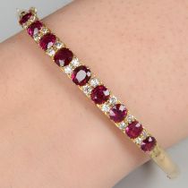Victorian gold ruby and diamond hinged bangle